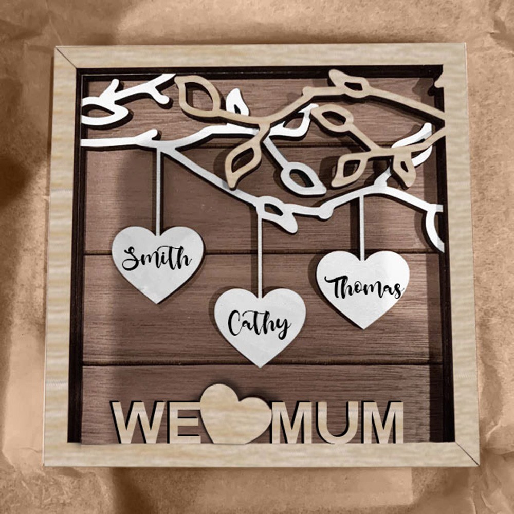 Personalised Family Tree Wood Sign Name Engravings Home Wall Decor Anniversary Christmas Birthday Gifts