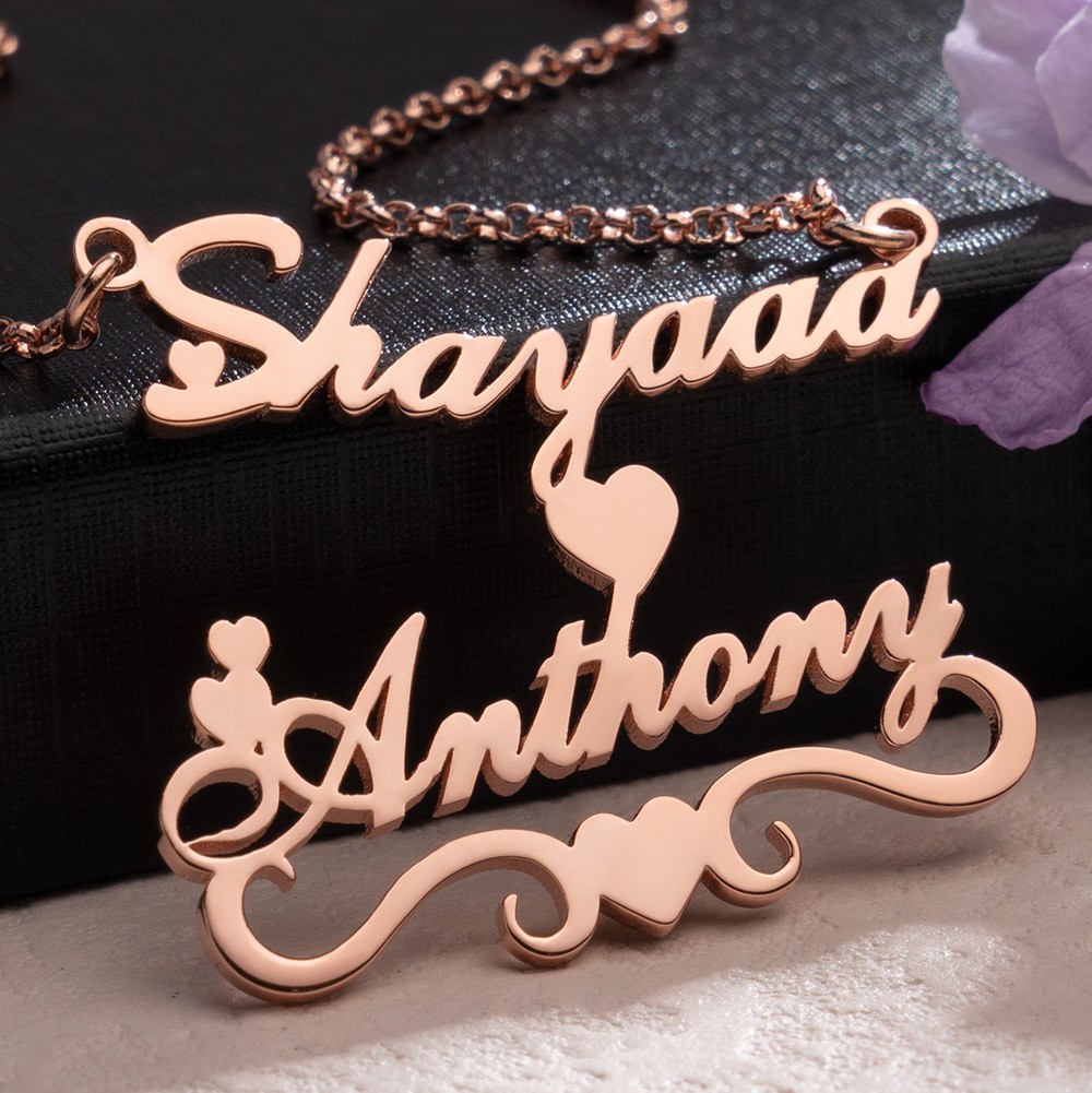 Custom Double Name Necklace Handmade Jewelry Gifts for Her Birthday Gifts for Women Romantic Name Necklace for Girlfriend Wife