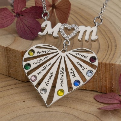Heart Shaped Personalised Mum Pendant Necklace Christmas Mother's Day Gift for Mum Grandma Wife
