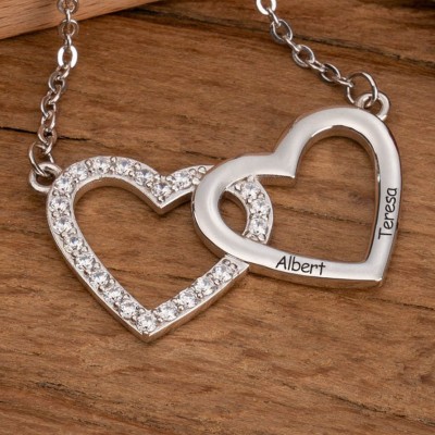 Personalised Engraved Hearts Necklace With 2-4 Hearts