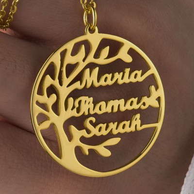 Personalised Family Tree Name Necklace with 1-8 Names Gift for Mum and Grandma