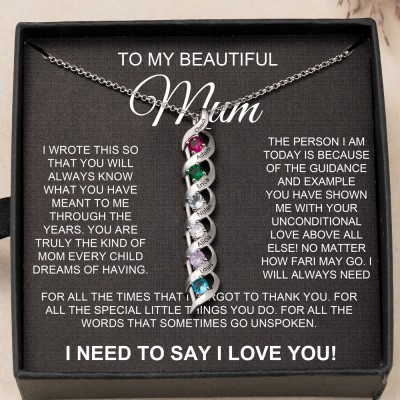 Personalised To My Mum Names Birthstones Necklace Love New Mum Anniversary Birthday Gift Ideas For Mum
