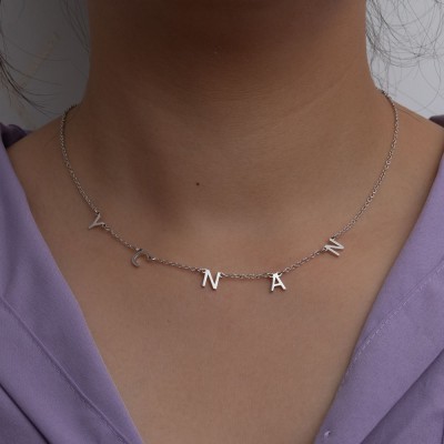 Silver Personalised 1-10 Initials Necklace Name Necklace for Her