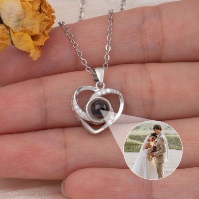Personalised Heart Pet Photo Projection Necklace Gift For Her
